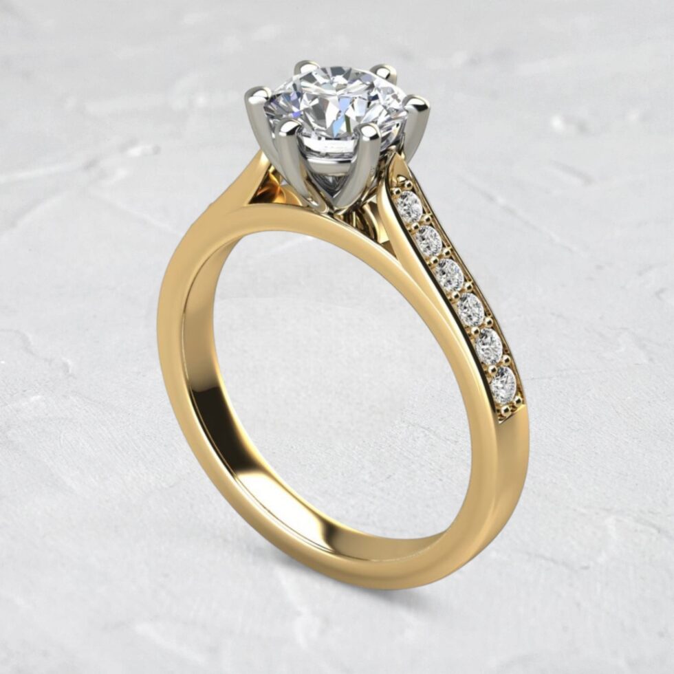 lab-created-round-cut-diamond-6-prong-cathedral-engagement-ring