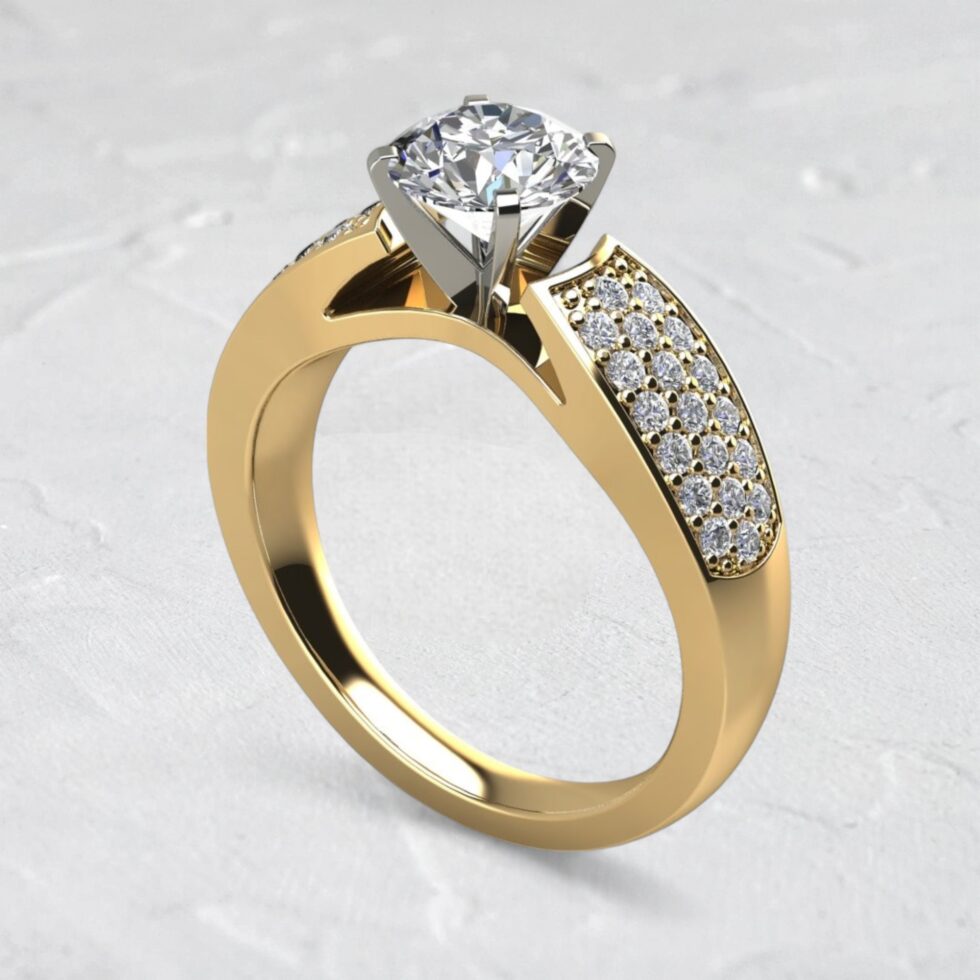lab-created-round-cut-diamond-wide-band-three-row-engagement-ring