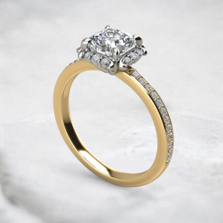 botanic-cushion-cut-floral-halo-moissanite-engagement-ring-yellow-gold-sarlyn