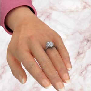 cathedral-halo-graduated-cushion-cut-moissanite-engagement-ring-sarlyn-model-1
