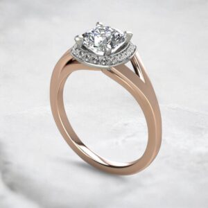 halo-split-shank-cushion-cut-moissanite-engagement-ring-rose-gold-sarlyn
