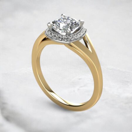halo-split-shank-cushion-cut-moissanite-engagement-ring-yellow-gold-sarlyn