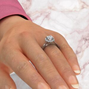 handmade-cushion-cut-two-tone-halo-moissanite-engagement-ring-sarlyn-model-1
