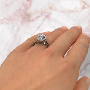 handmade-cushion-cut-two-tone-halo-moissanite-engagement-ring-sarlyn-model-4