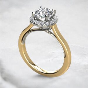 handmade-cushion-cut-two-tone-halo-moissanite-engagement-ring-yellow-gold-sarlyn