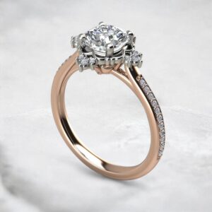 antique-halo-cathedral-cushion-cut-moissanite-engagement-ring-rose-gold-sarlyn