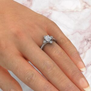 antique-halo-cathedral-cushion-cut-moissanite-engagement-ring-sarlyn-model-1