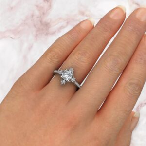 antique-halo-cathedral-cushion-cut-moissanite-engagement-ring-sarlyn-model-3