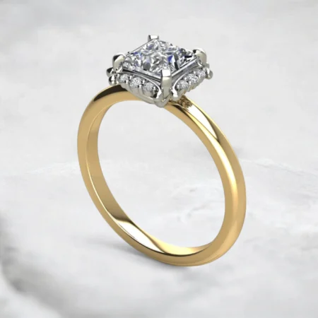 princess-cut-solitaire-engagement-floral-halo-moissanite-ring-yellow-gold-sarlyn