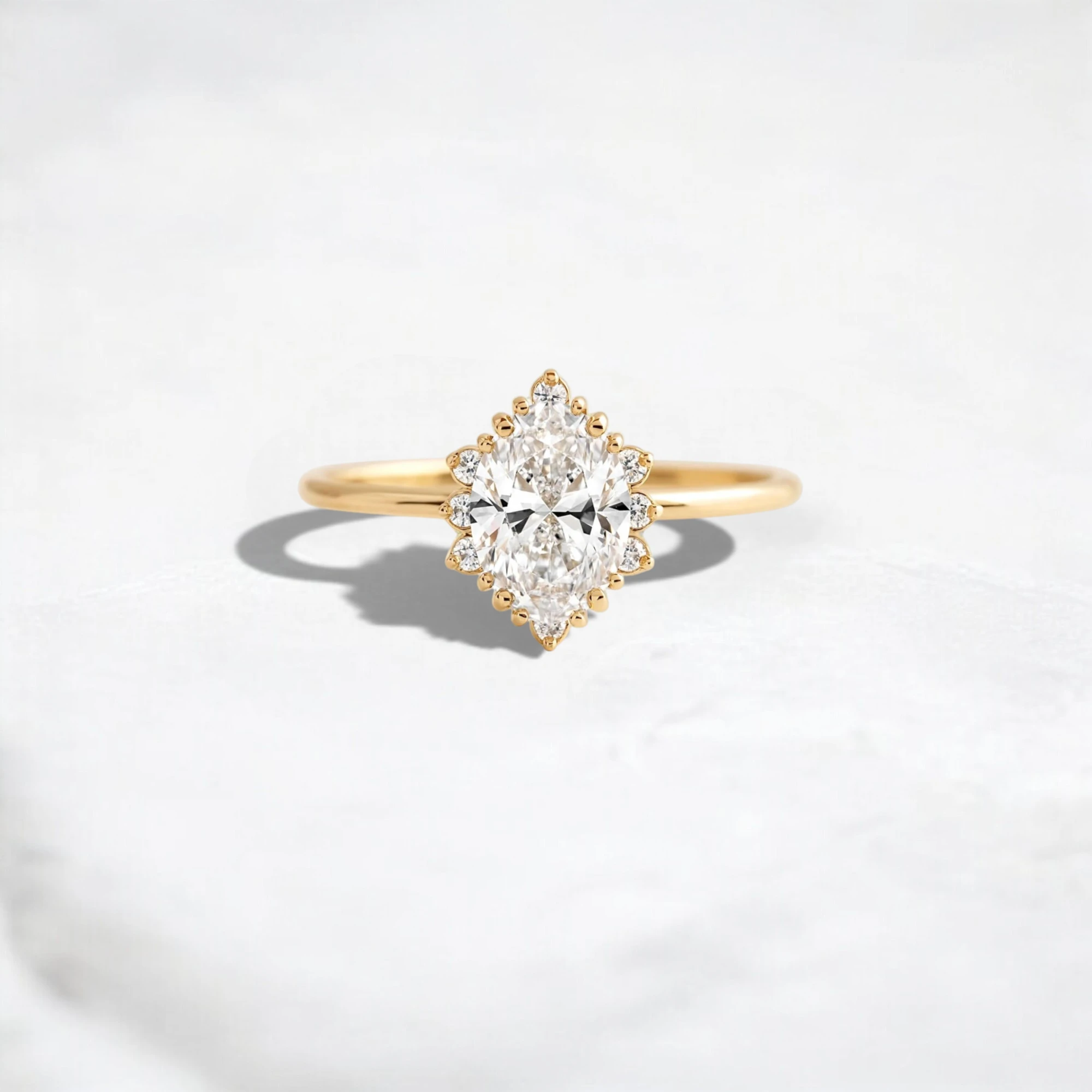 Pure Halo Oval Cut Colorless Moissanite Engagement Ring - Best Handmade ...